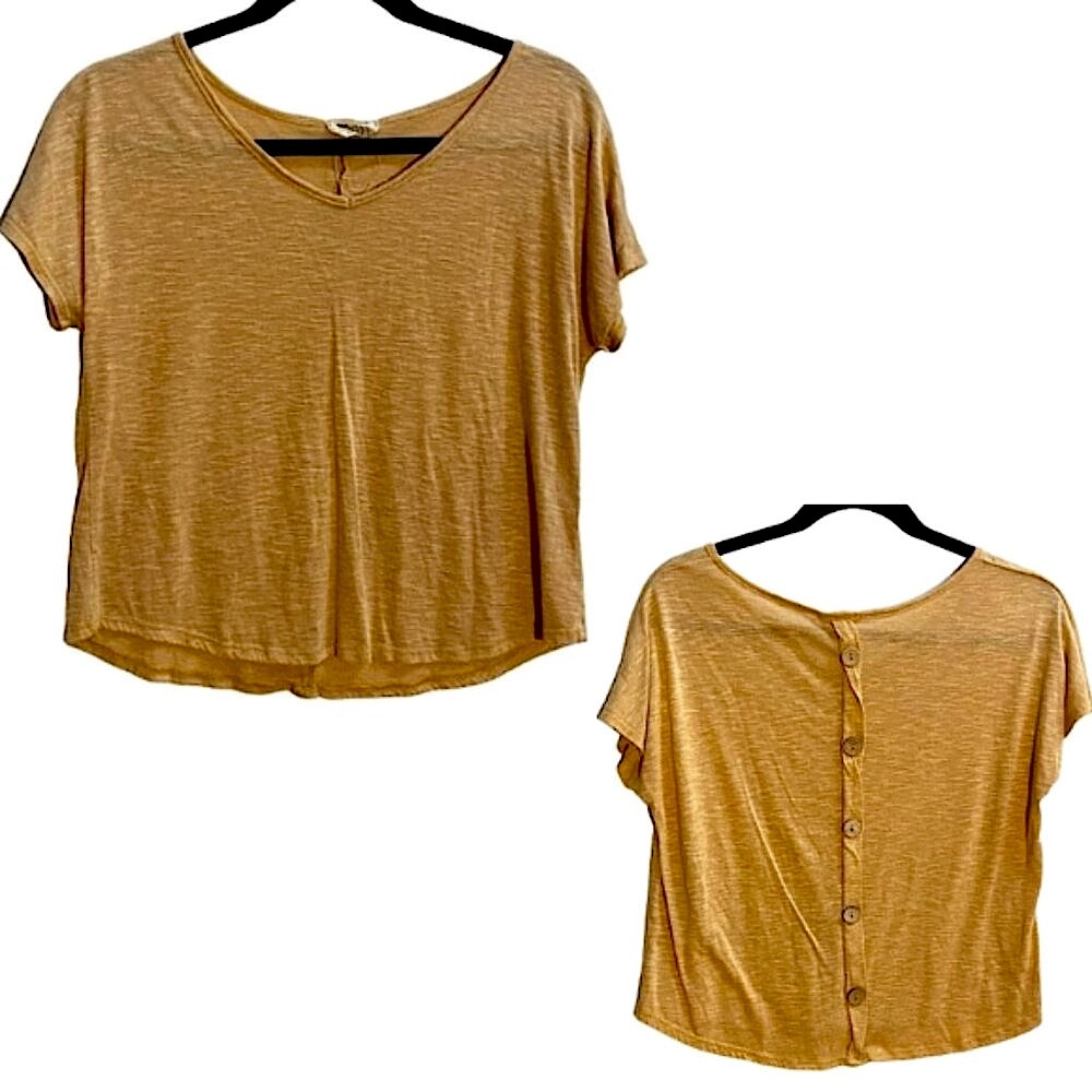 Smoke & Mirrors Button-Back Yellow Top